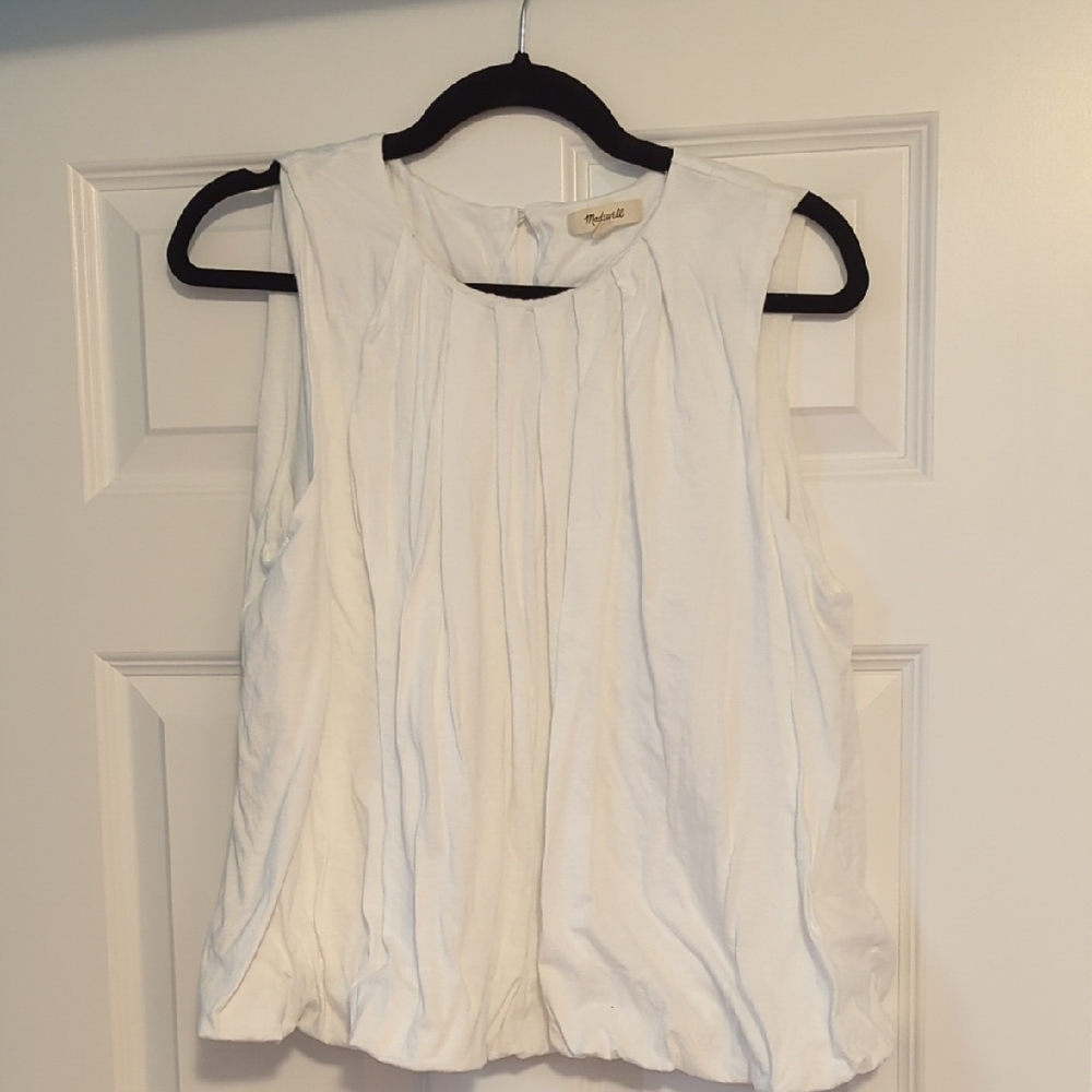 Madewell Sleeveless Bubble Hem Top Tank White